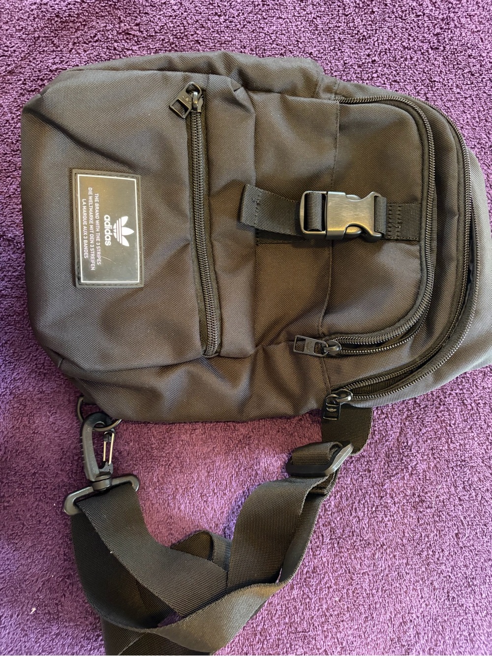 adidas Black Sling Belt Bag with Front Buckle